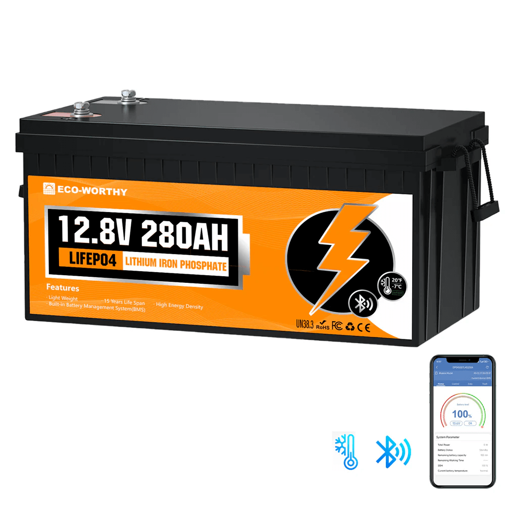 ECO-WORTHY - LiFePO4 12V 280Ah Lithium Iron Phosphate Battery With Bluetooth