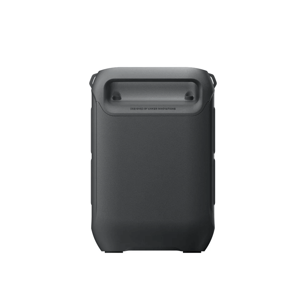 Anker SOLIX C300X Portable Power Station - Rear view showcasing rugged design and carrying strap features.