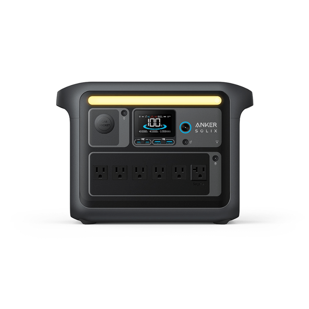 Anker SOLIX BP1000X Expansion Battery - Front View Showing Ports and LCD
