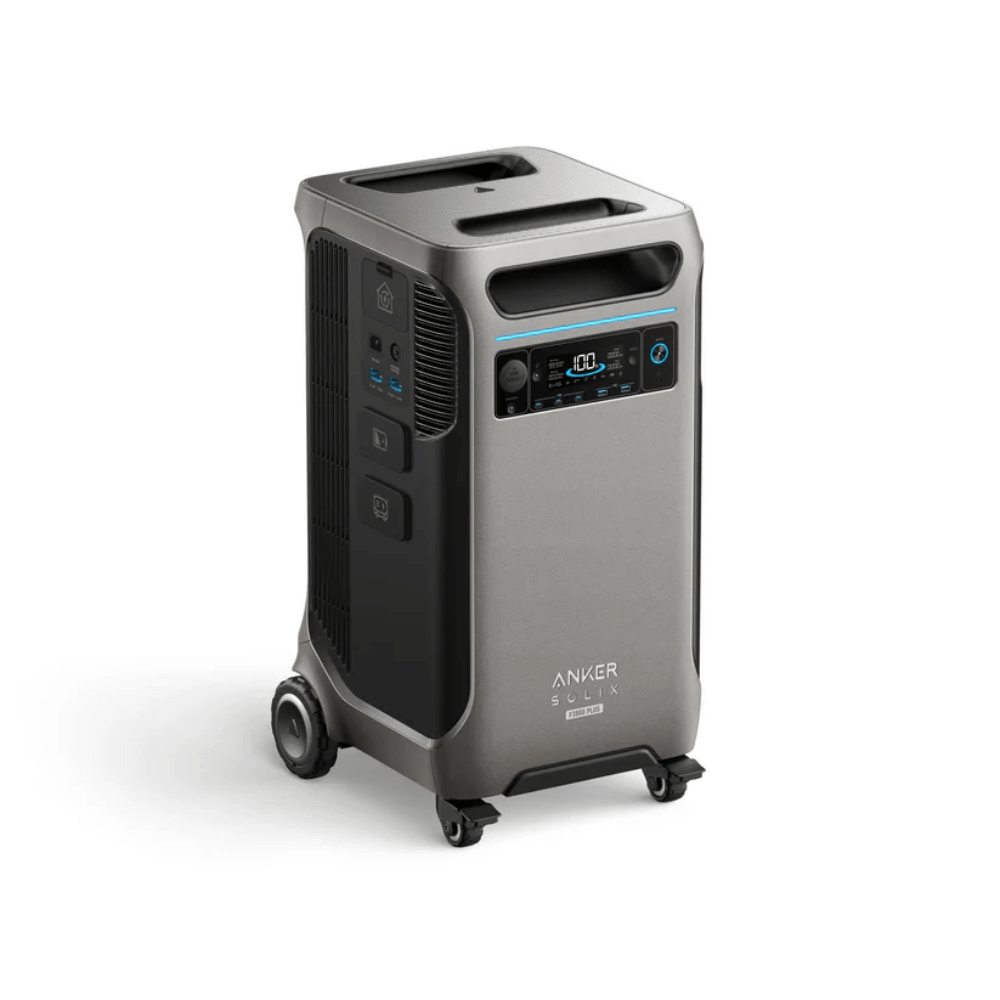 Anker SOLIX F3800 Plus Portable Power Station - 3840Wh | 6000W with wheels and control panel.