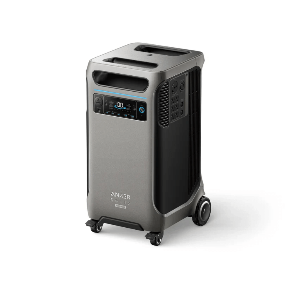 Anker SOLIX F3800 Plus Portable Power Station - 3840Wh | 6000W with user-friendly control panel and wheels for easy transport.