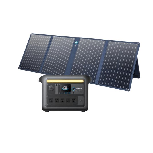 Anker SOLIX C800X Solar Generator with 100W Solar Panel for outdoor adventures and emergency power.