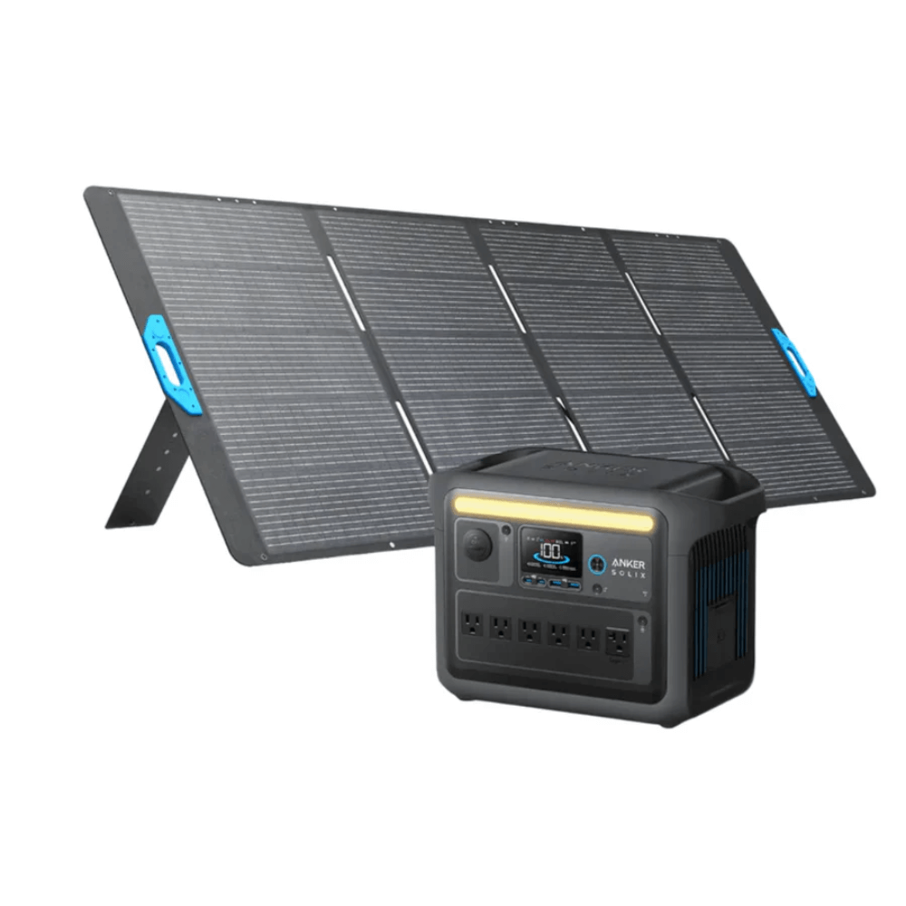 Anker SOLIX C1000X Solar Generator paired with a 400W solar panel for portable energy solutions.
