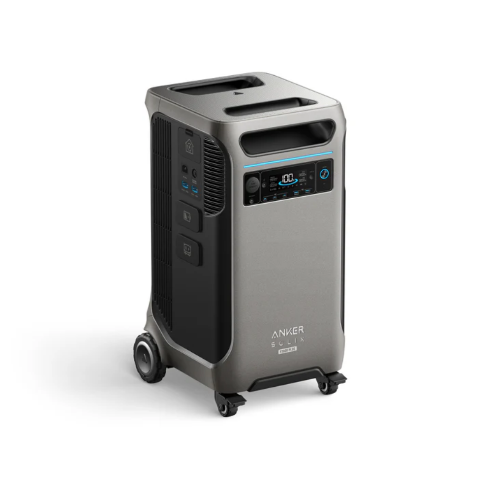 Anker SOLIX F3800 Plus Smart Home Power Kit, high-capacity backup power for home, RV, or EV with dual-voltage AC output.