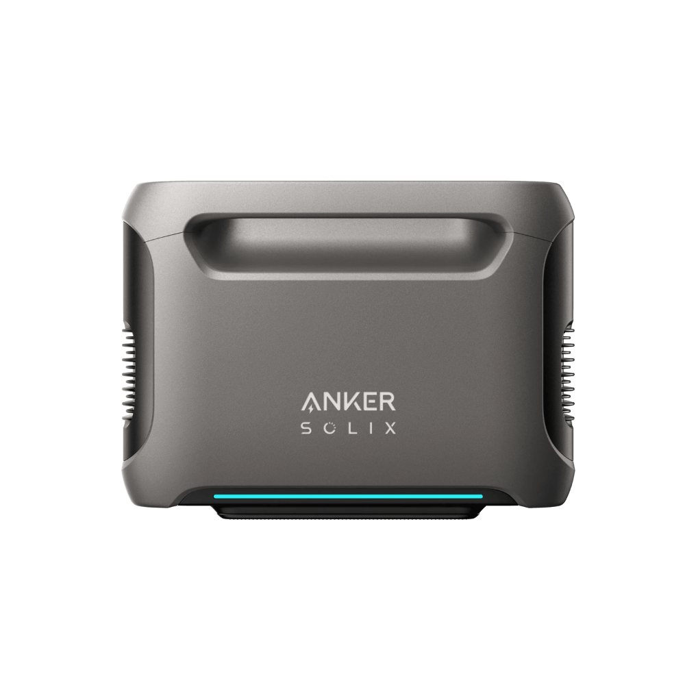 Anker SOLIX F3800 + F3800 Expansion Battery, portable power system with sleek design and handle for easy transport.