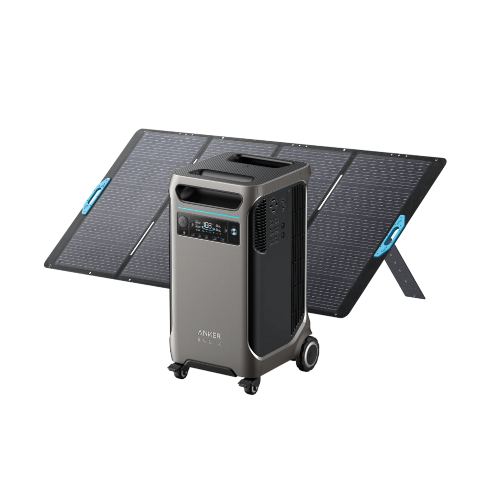 Anker SOLIX F3800 Portable Power Station with solar panel, designed for high-demand power needs and outdoor use.