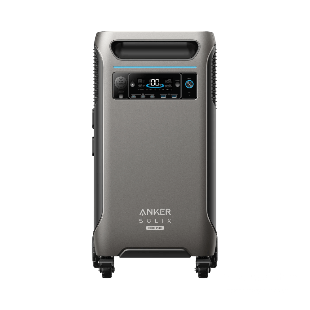 Anker SOLIX F3800 Plus + Expansion Battery front view, ideal for home backup and off-grid energy solutions.