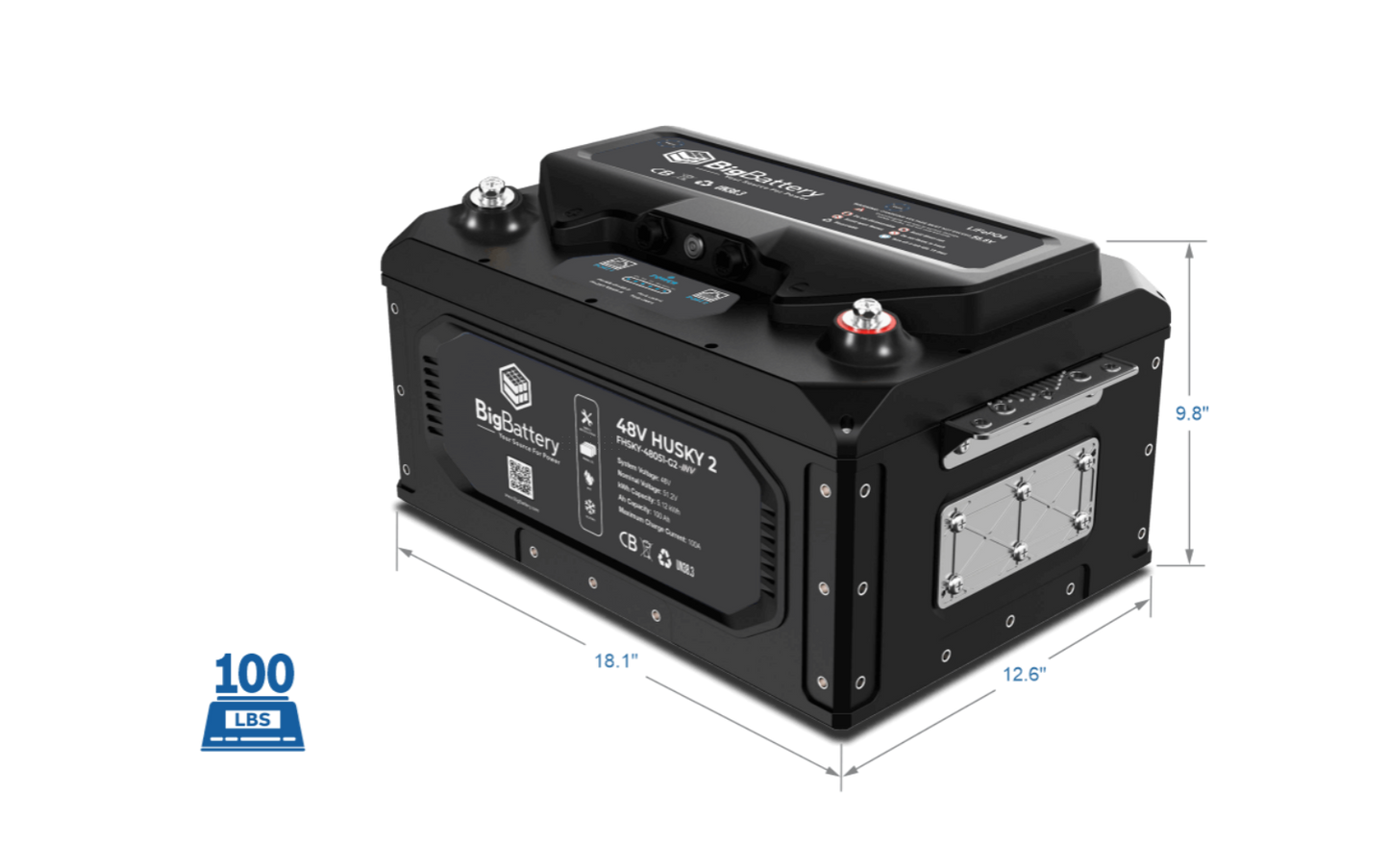 BigBattery 48V HUSKY 2 INV Lithium Battery 5.12kWh 100Ah LiFePO4 Inverter Comms