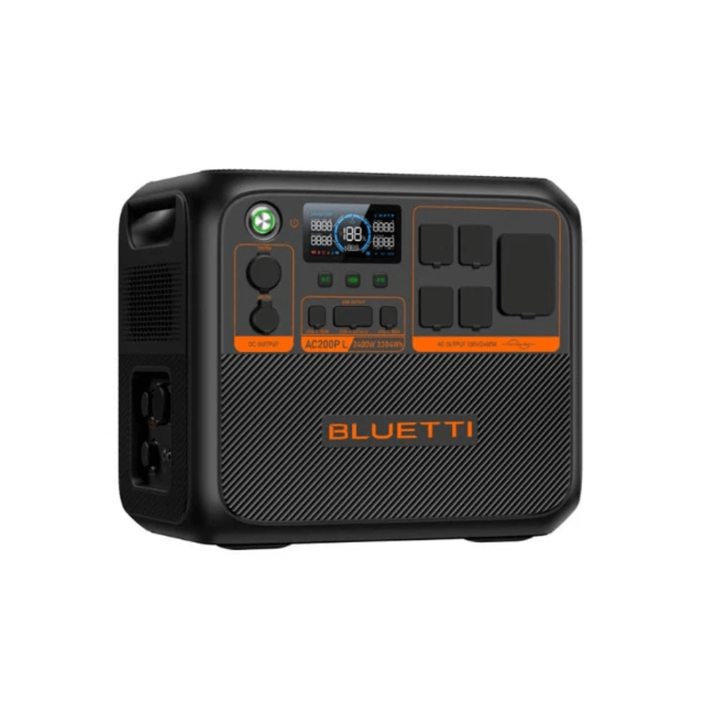 BLUETTI AC200PL Portable Power Station showcasing its sleek design and multiple output ports.