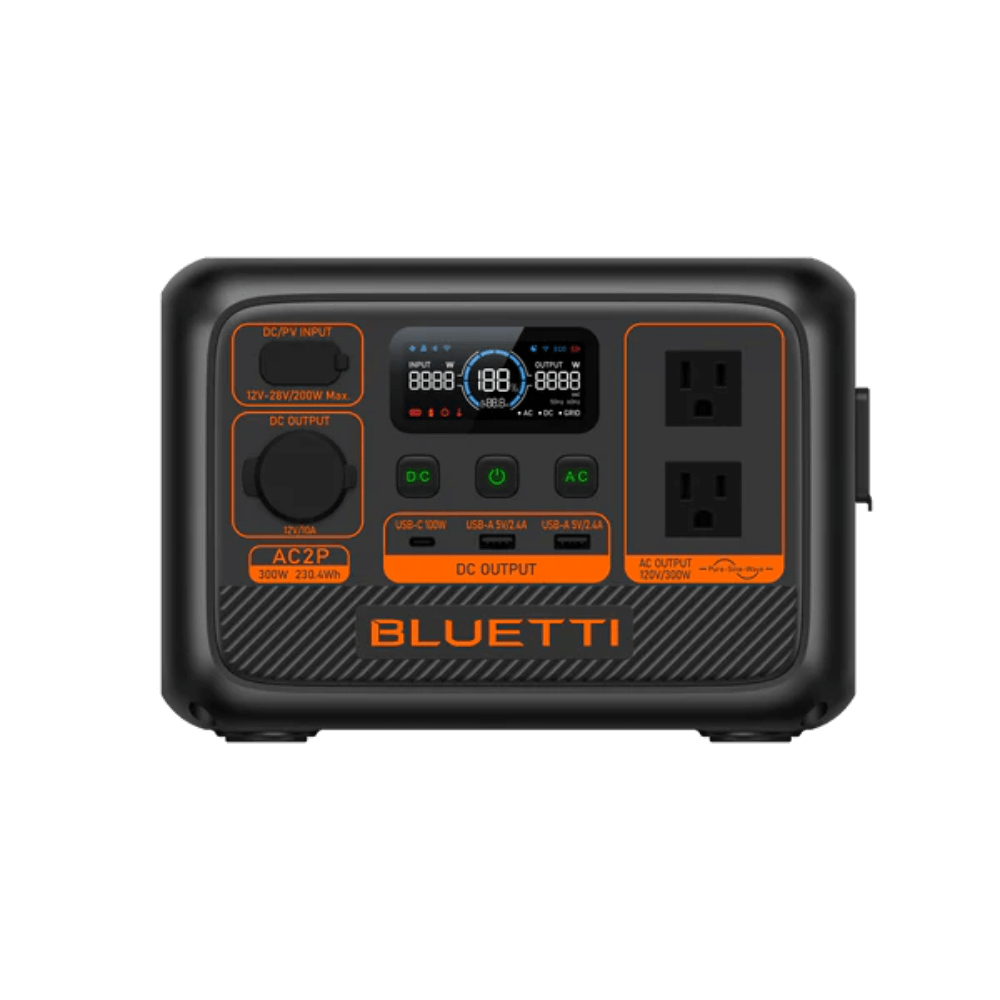 BLUETTI AC2P Portable Power Station with multiple output ports for versatile charging.