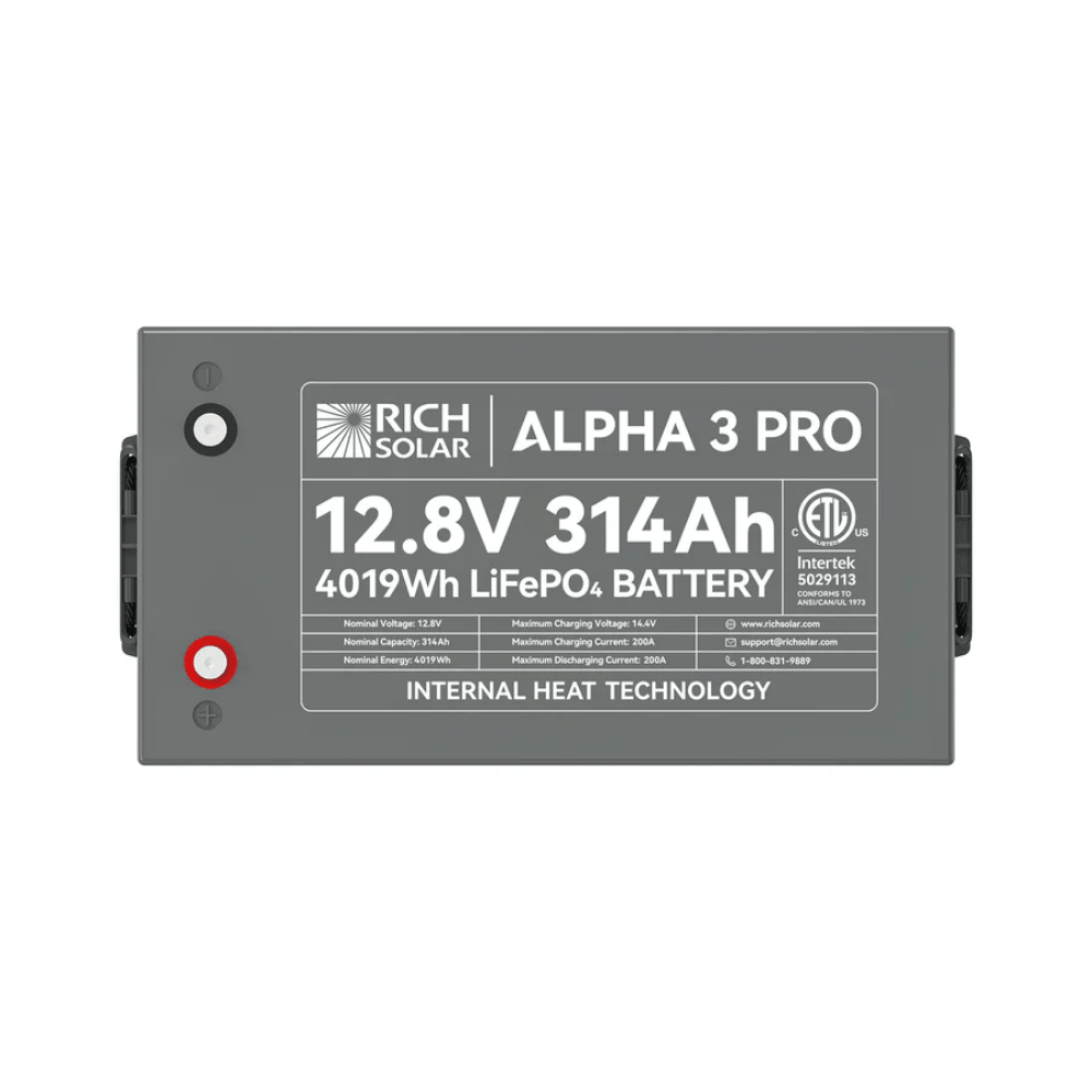 RICH SOLAR ALPHA 3 PRO | 12V 314Ah LiFePO4 Battery with Built-in Heater & Bluetooth