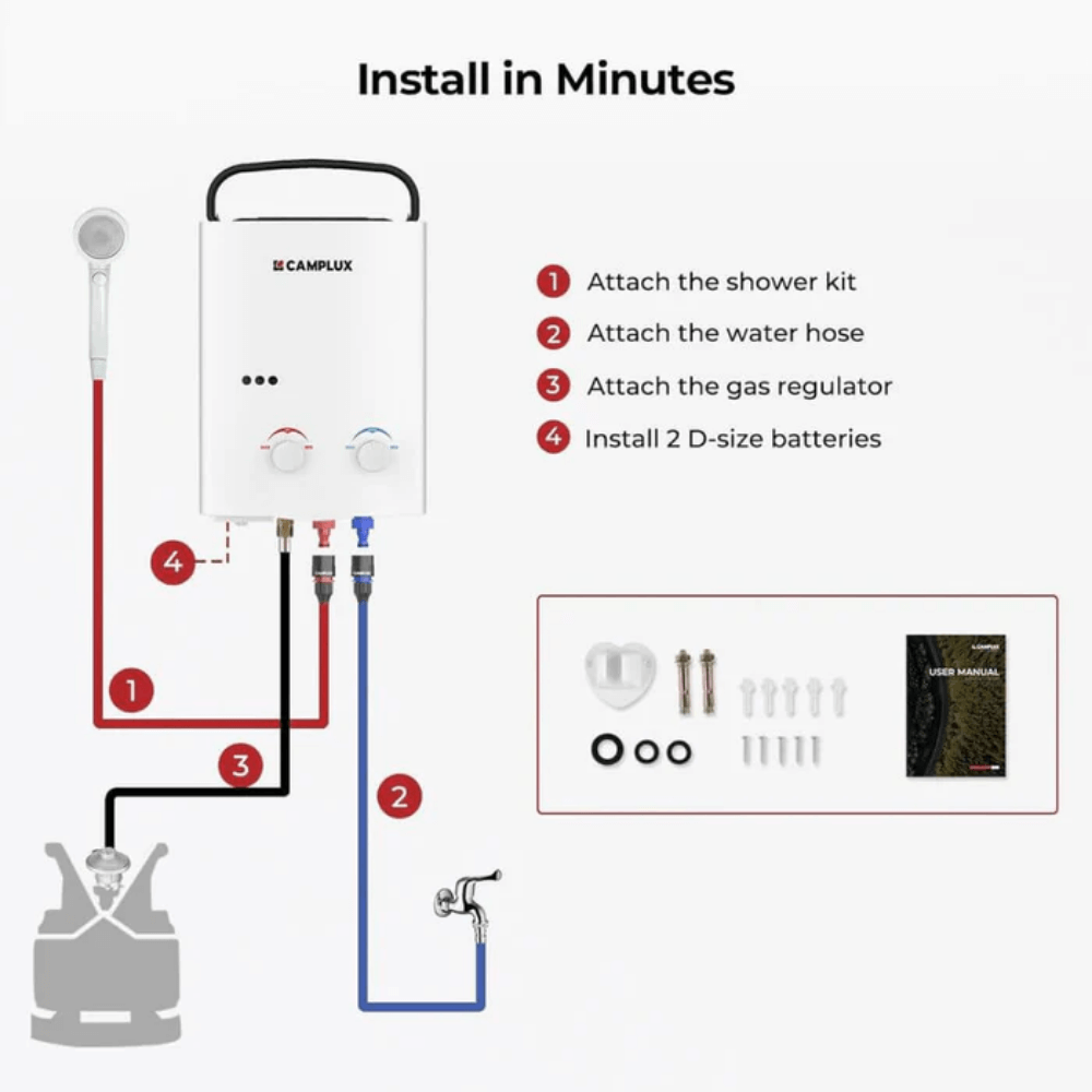 Camplux 5L 1.32 GPM Outdoor Portable Tankless Water Heater