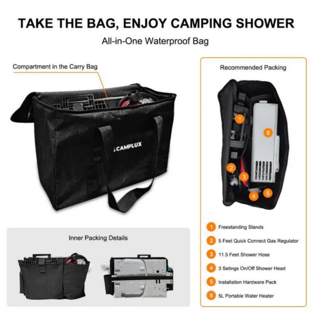 Camplux Outdoor Portable Water Heater w/ Stand (No Pump)