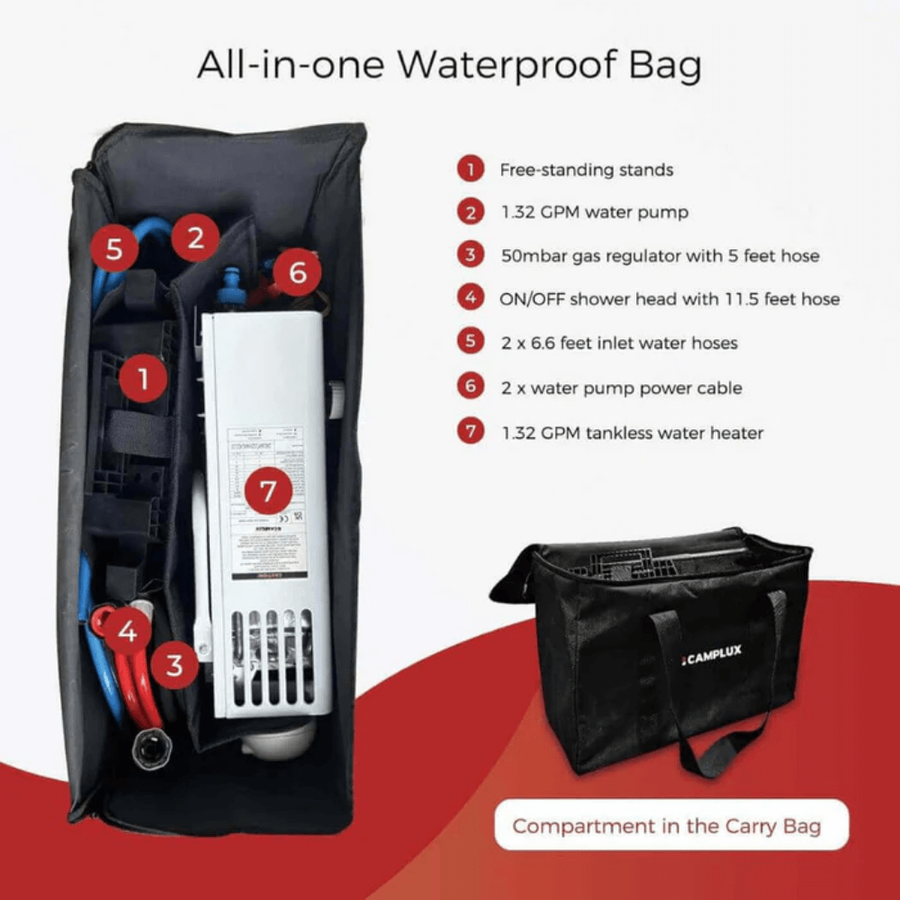 Camplux 1.32 GPM Outdoor Portable Propane Gas Camping Shower with Pump Pack Kits