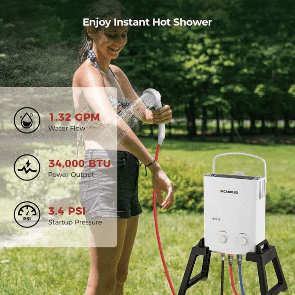 Camplux Outdoor Portable Water Heater w/ Stand (No Pump)