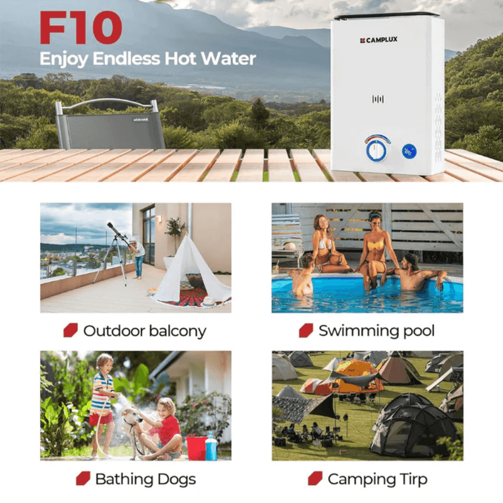 Camplux Portable Tankless Water Heater F10 Pro Outdoor First Series