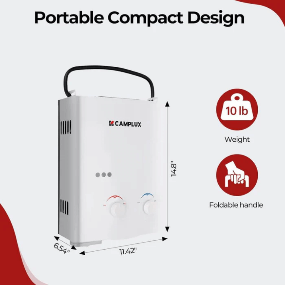 Camplux 5L 1.32 GPM Outdoor Portable Tankless Water Heater - With Pump Bundle