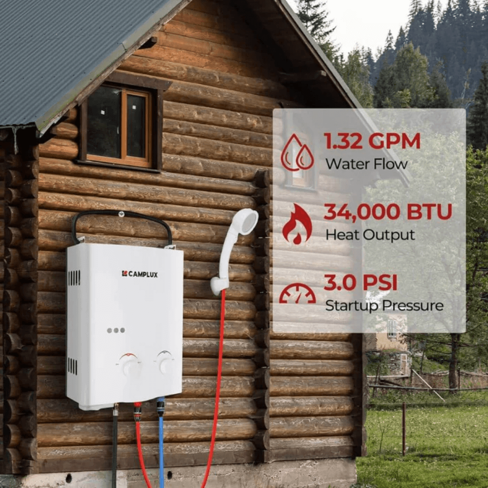 Camplux 5L 1.32 GPM Outdoor Portable Tankless Water Heater - With Pump Bundle