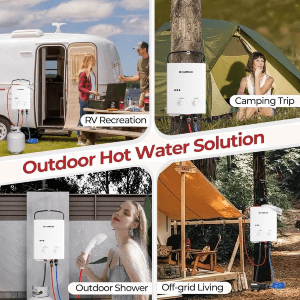 Camplux 5L 1.32 GPM Outdoor Portable Tankless Water Heater - With Pump Bundle