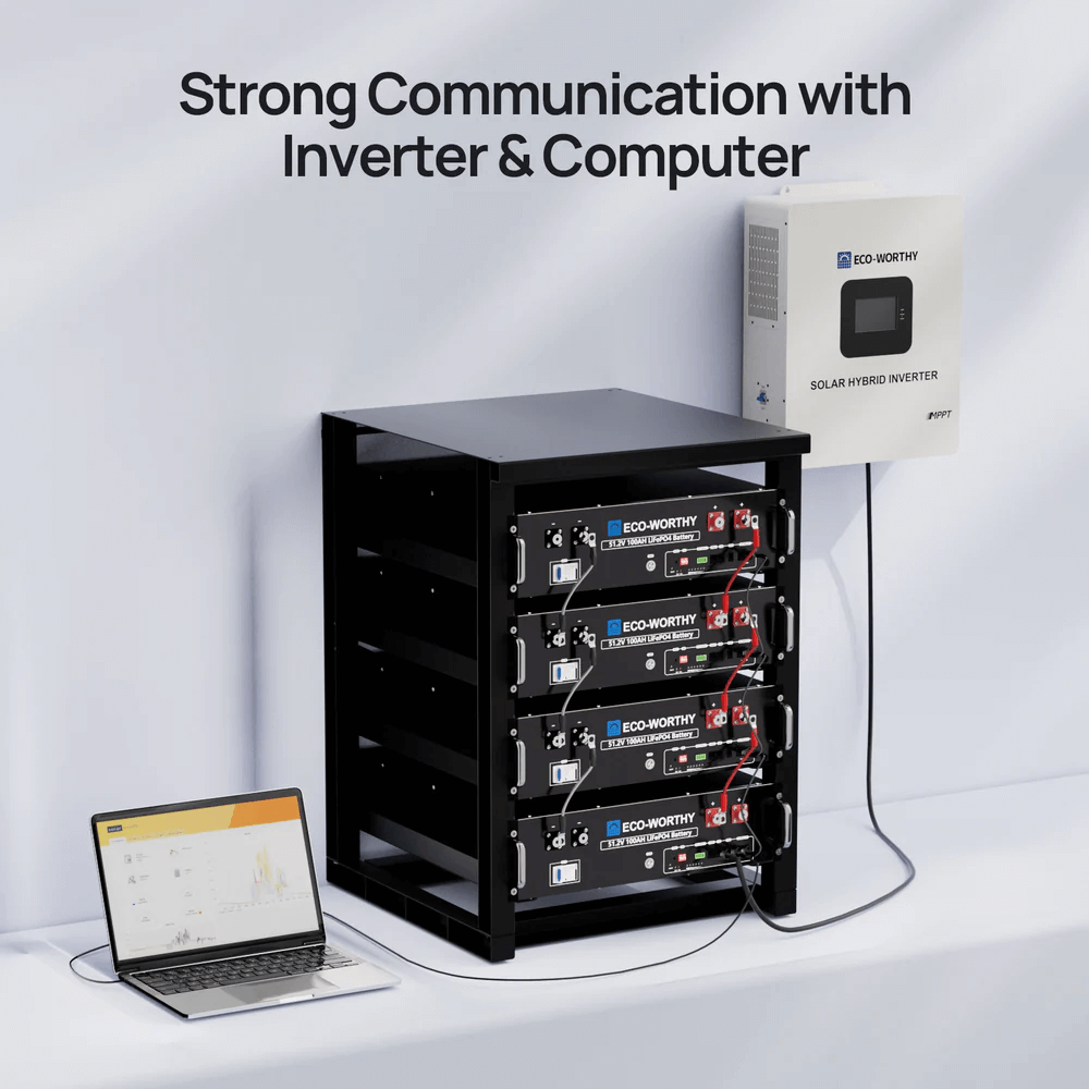 ECO-WORTHY - 48V(51.2V) 100Ah Server Rack Battery,5.12kWh Lithium Battery With Bluetooth & Wifi