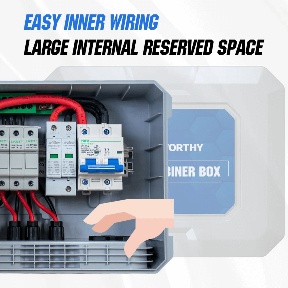 ECO-Worthy - 6 String PV Combiner Box with 25A Current Fuse & 125A Circuit Breaker