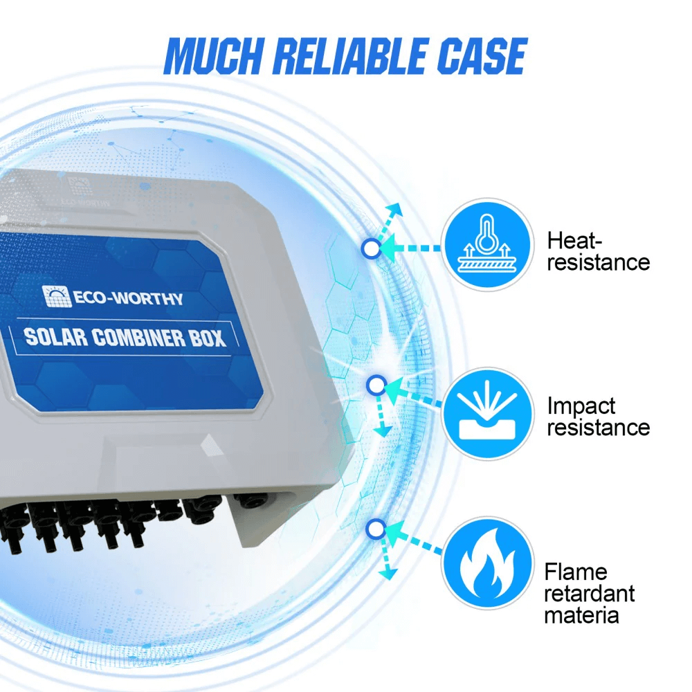 ECO-Worthy - 6 String PV Combiner Box with 25A Current Fuse & 125A Circuit Breaker