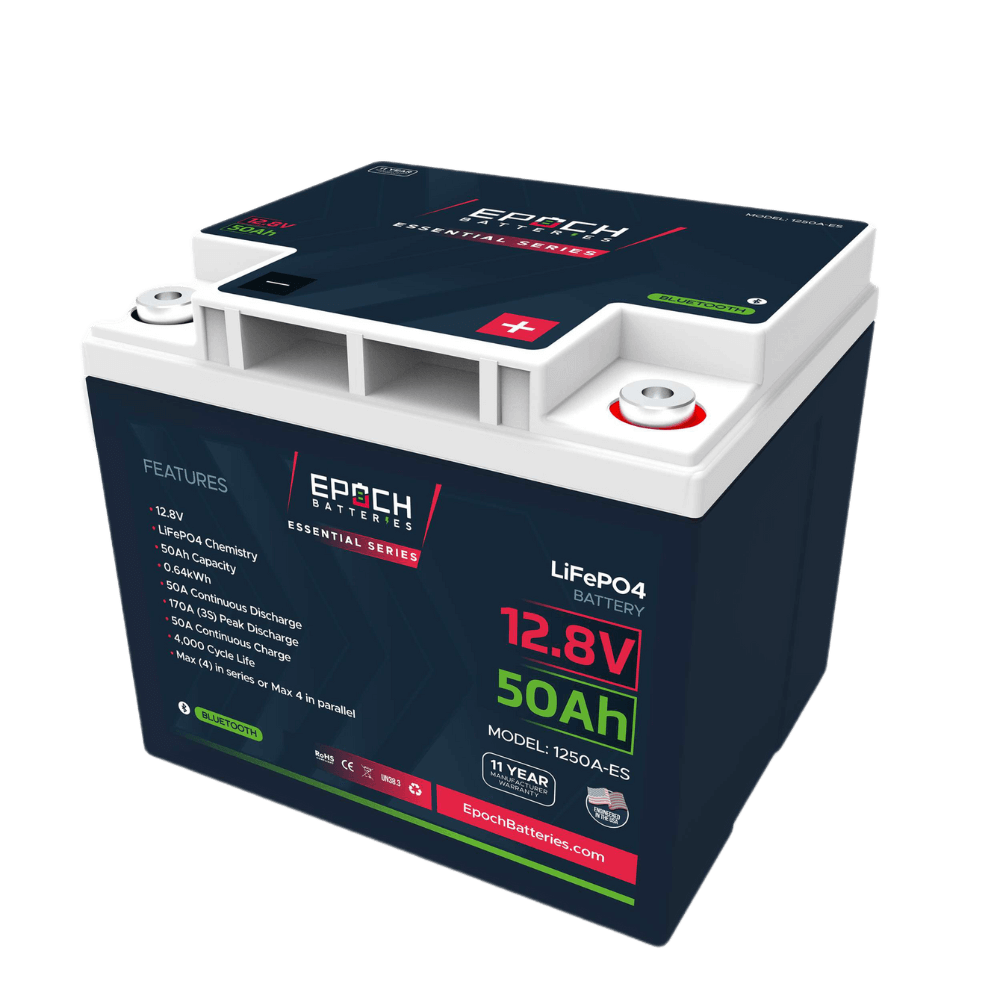Epoch Batteries - 12V 50Ah Essential Series - Bluetooth LiFePO4 Battery