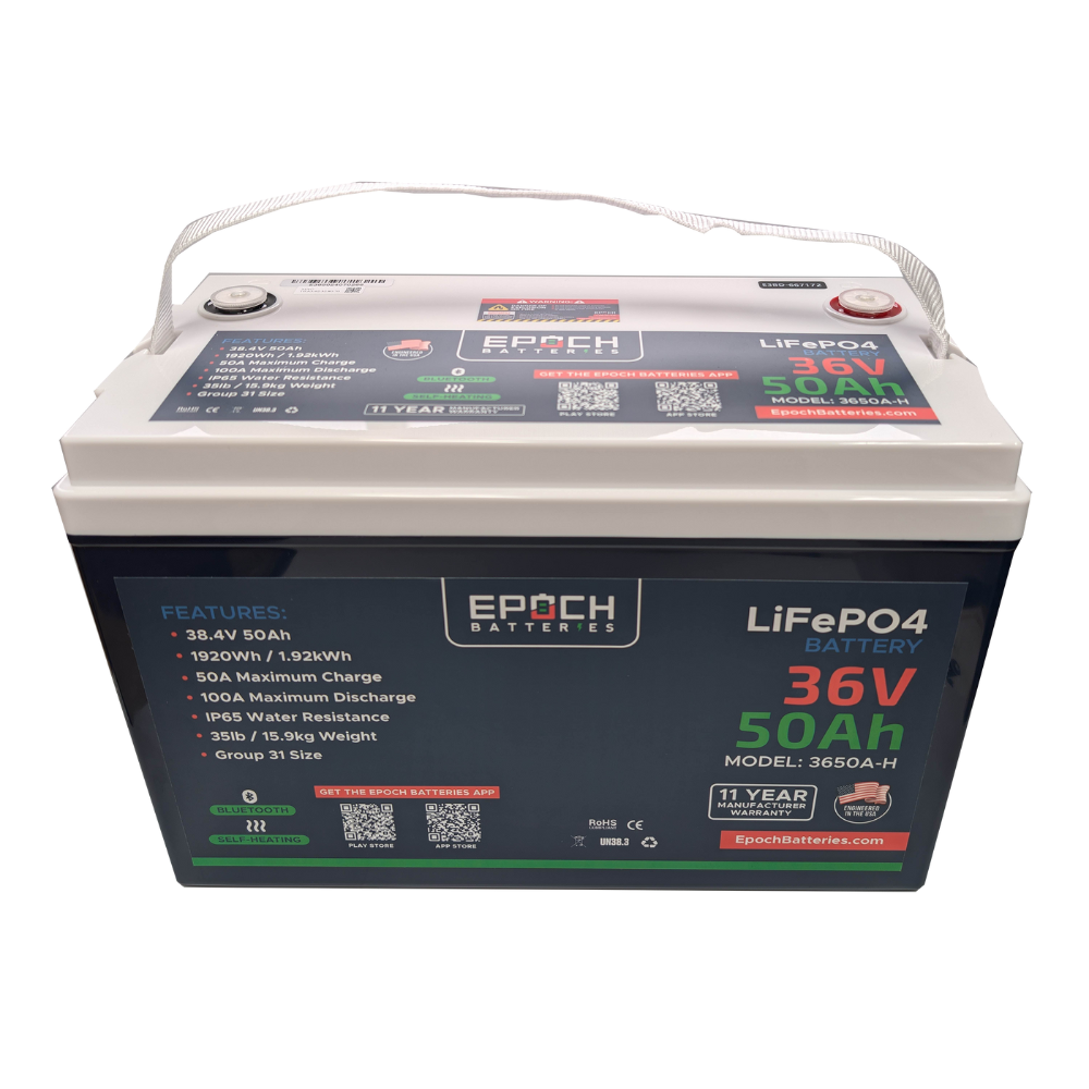 Epoch Batteries - 36V 50Ah Essential Series - Bluetooth & Heated LiFePO4 Battery