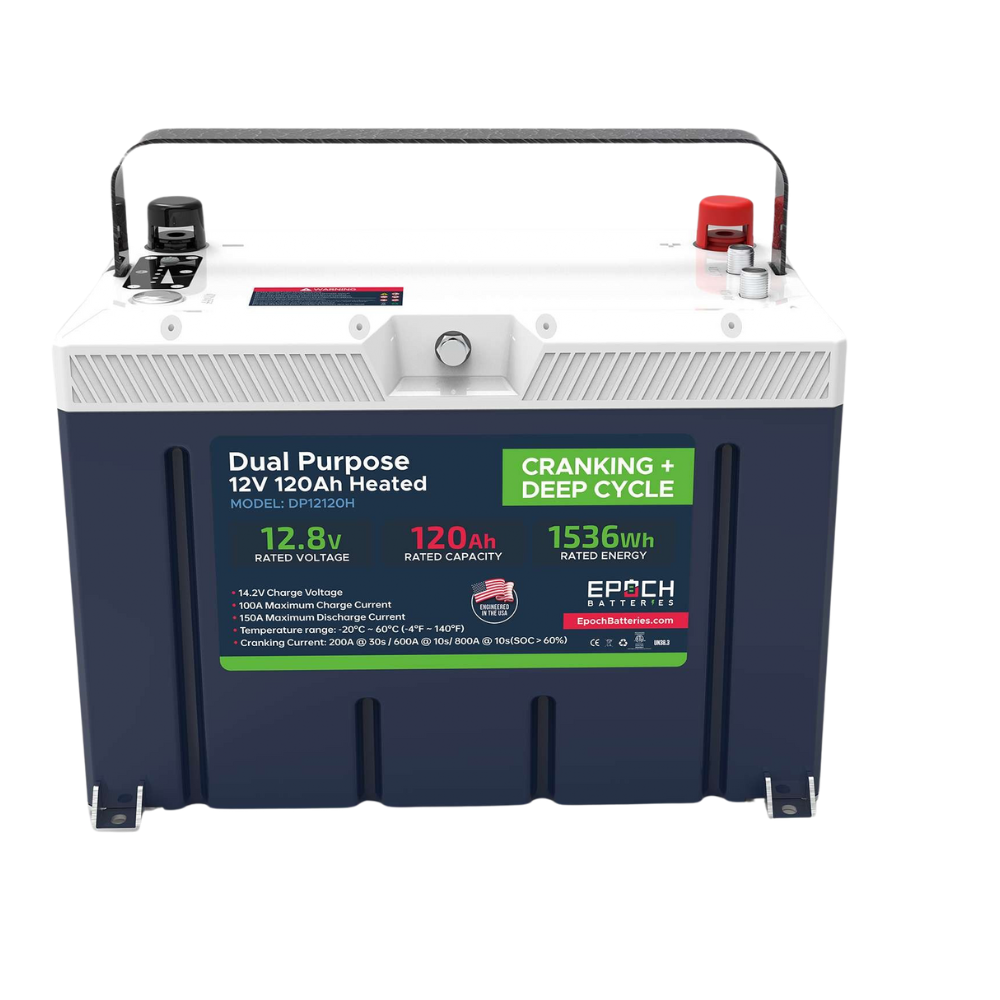 Epoch Batteries - 12V 120Ah Pro Series - LiFePO4 Cranking & Deep Cycle Lithium Battery (Dual Purpose)