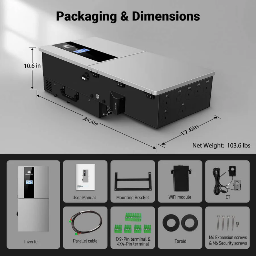 SunGoldPower 11.4KW 48V Split Phase Hybrid Solar Inverter | Whole Home Backup (200A) | SGN-11K15PRO