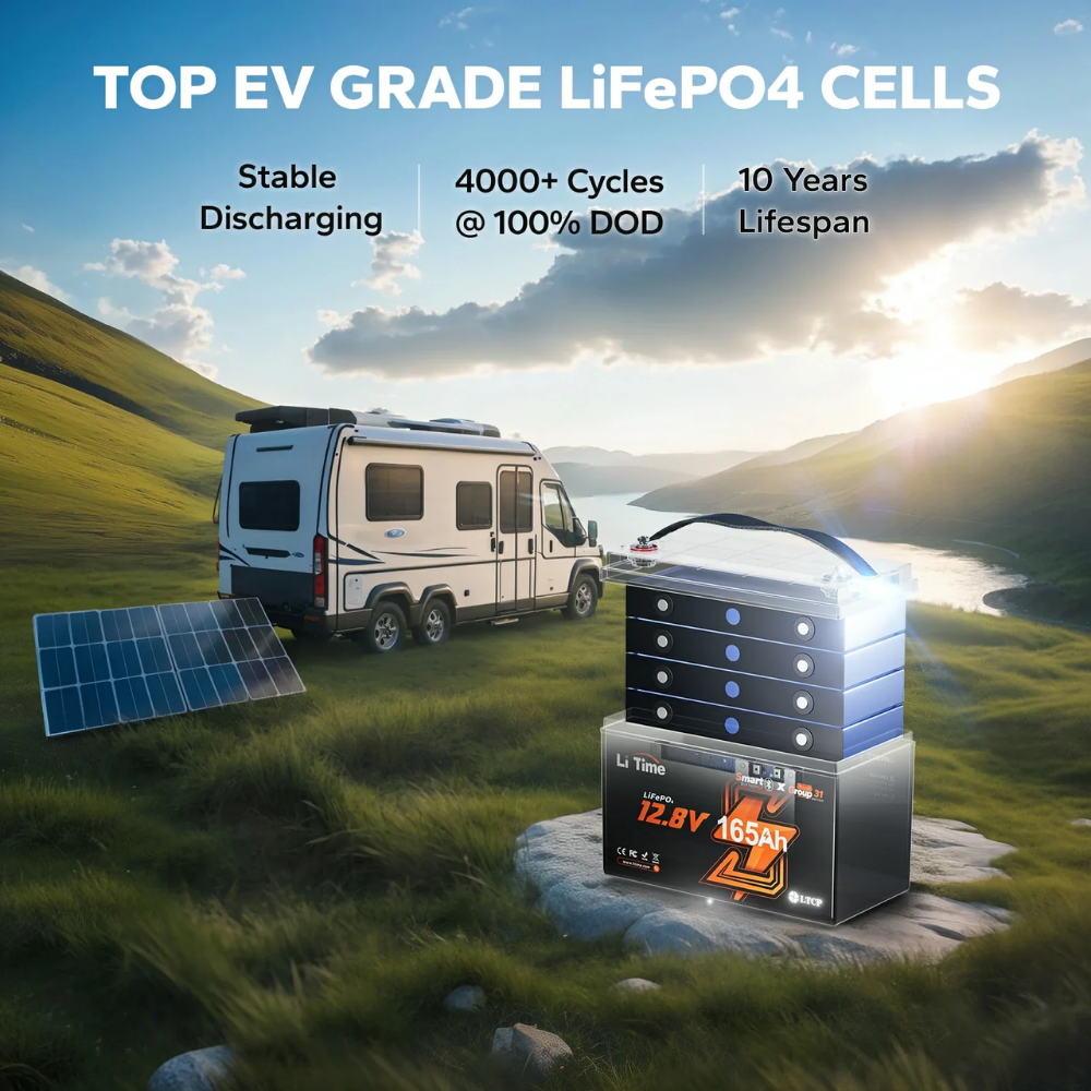 LiTime 12V 165Ah Bluetooth LiFePO4 Lithium Battery