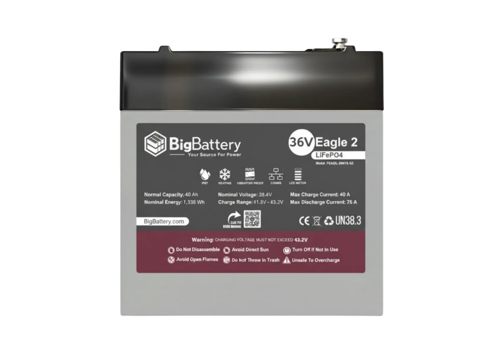BigBattery 36V EAGLE 2 40Ah 1.54kWh LiFePO4 Battery with Heater and CANBus