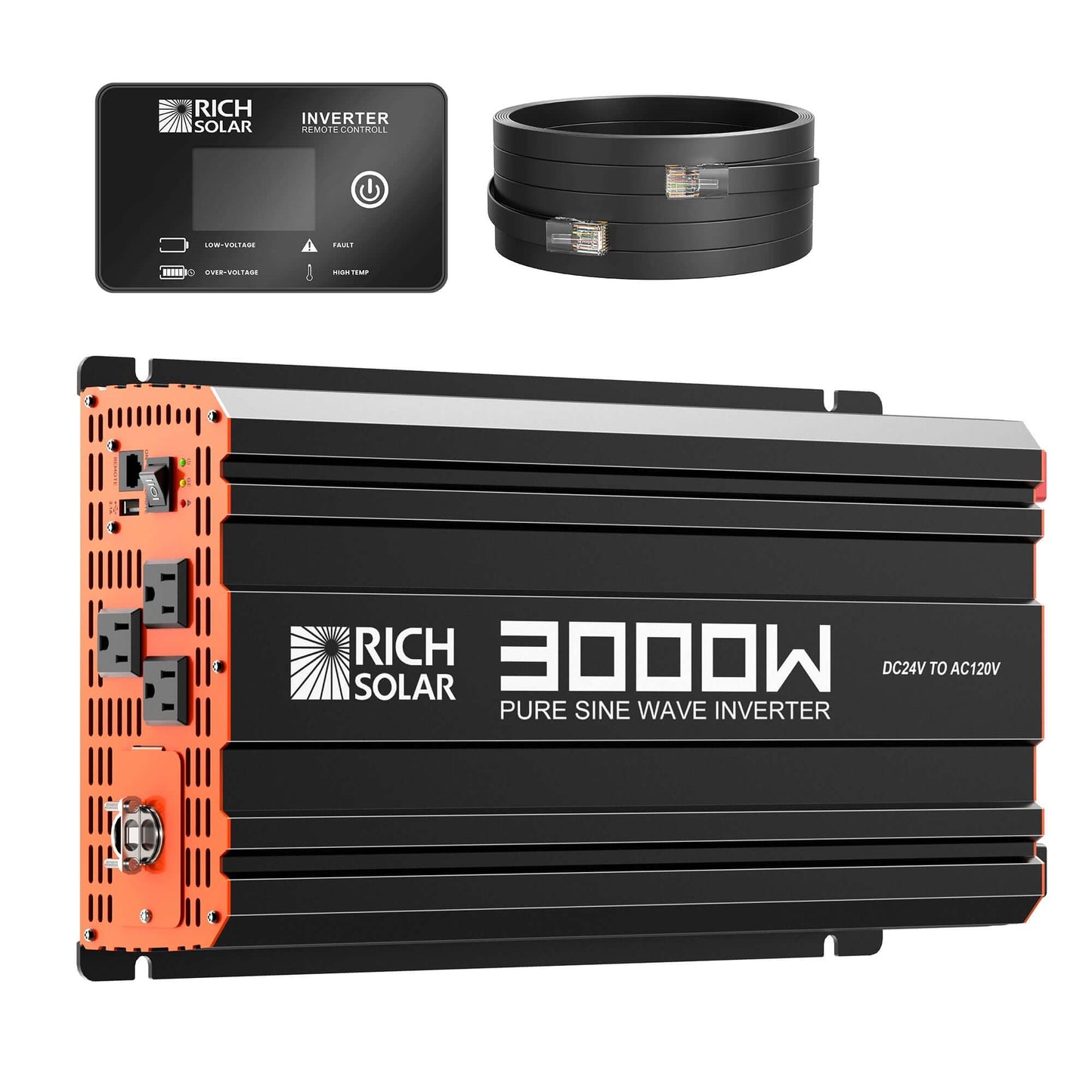 RICH SOLAR -3000 Watt 24 Volt Industrial Pure Sine Wave Inverter