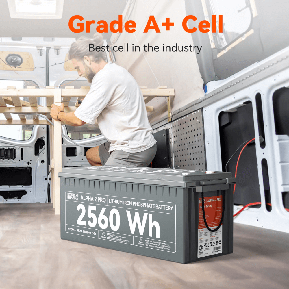 RICH SOLAR - ALPHA 2 PRO | 12V 200Ah LiFePO4 Battery | Premium 12V Lithium Battery for RVs, Cabins, Tiny Homes | 7,000 Lifetime Cycles | 10 Year Warranty | UL1973 Certified