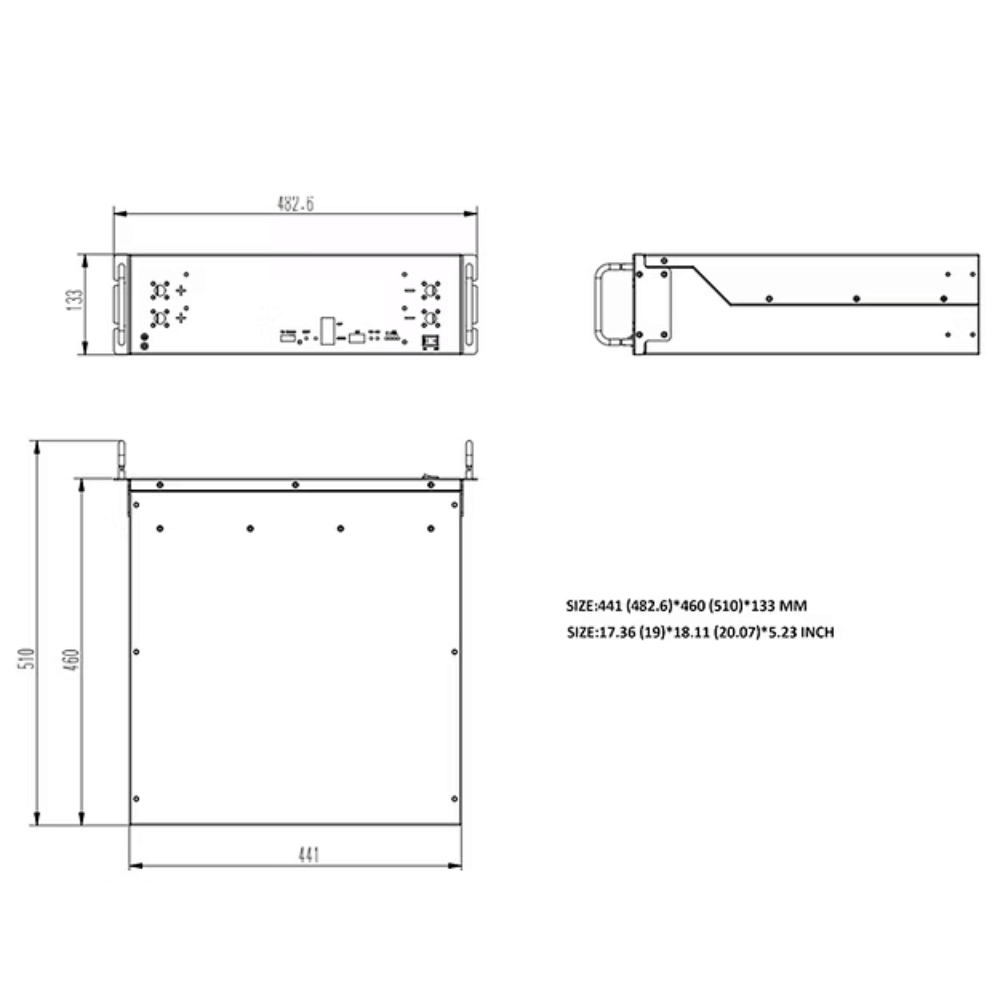 RUiXU RX-LFP48100-H 19" Rack Mounted 3U Module Self-heating UL1973 9540A CEC SGIP