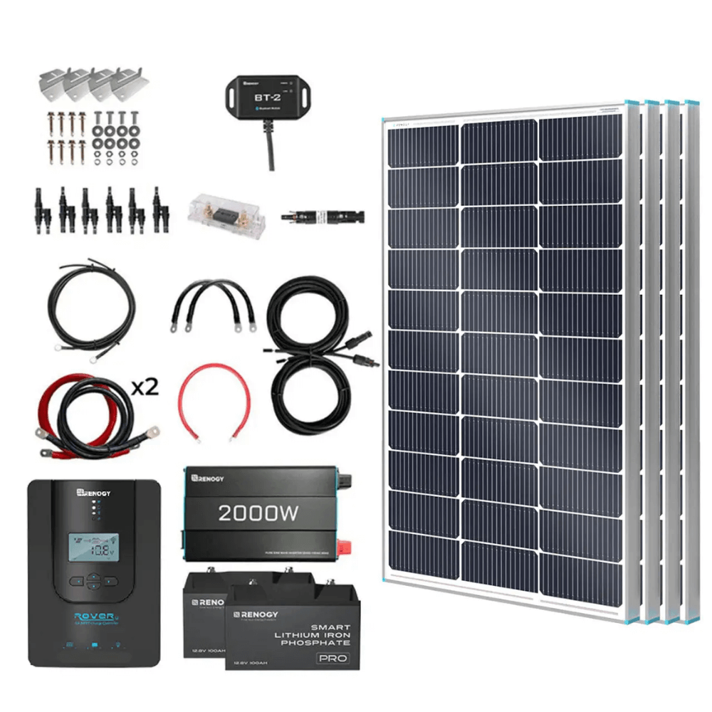 Renogy Complete RV Solar Kit 400W 12V | Optional 2.4kWh Deep-Cycle AGM / LiFePO4 Batteries