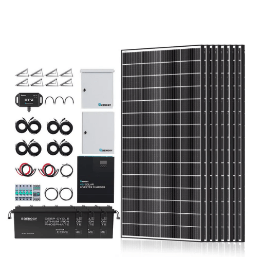 Renogy Complete Cabin Solar Kit 1200W 2500W | Optional 9.6kWh Deep-Cycle AGM / LiFePO4 Batteries