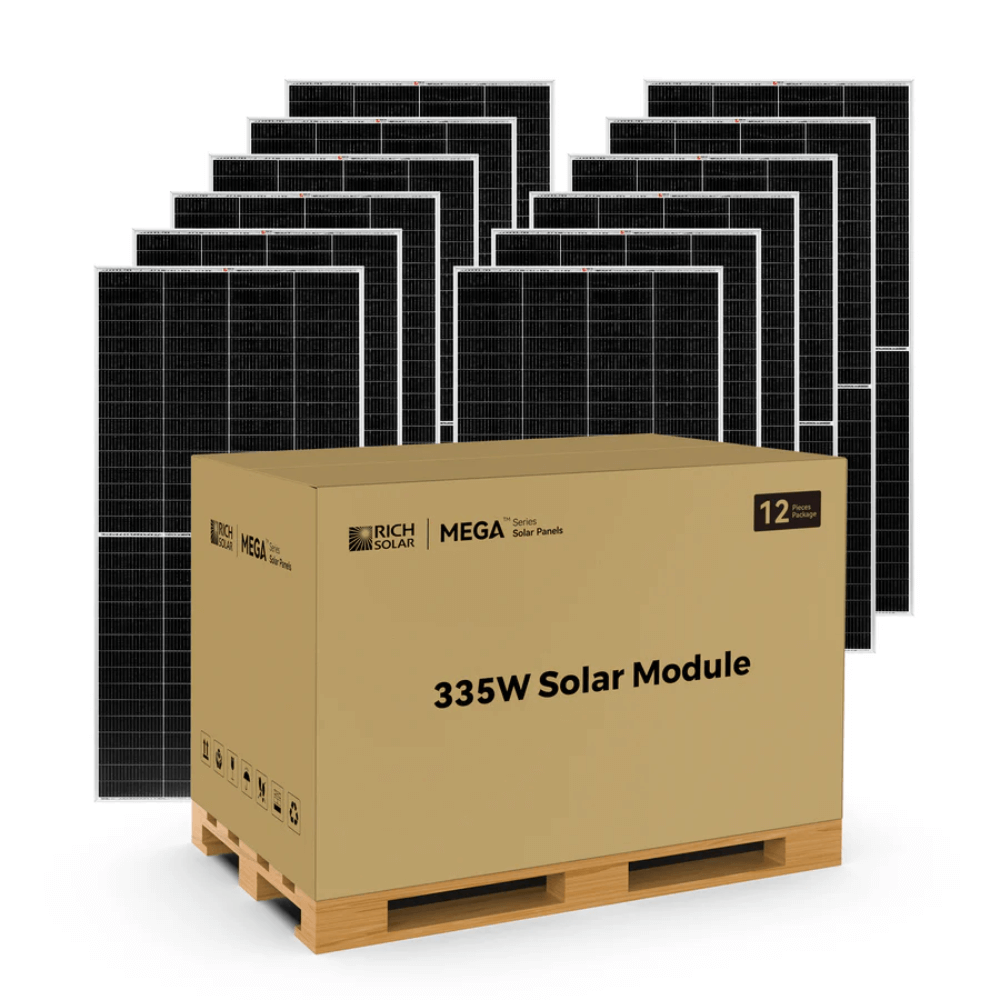 RICH SOLAR - MEGA 335 Watt Monocrystalline Solar Panel (12 Panels)