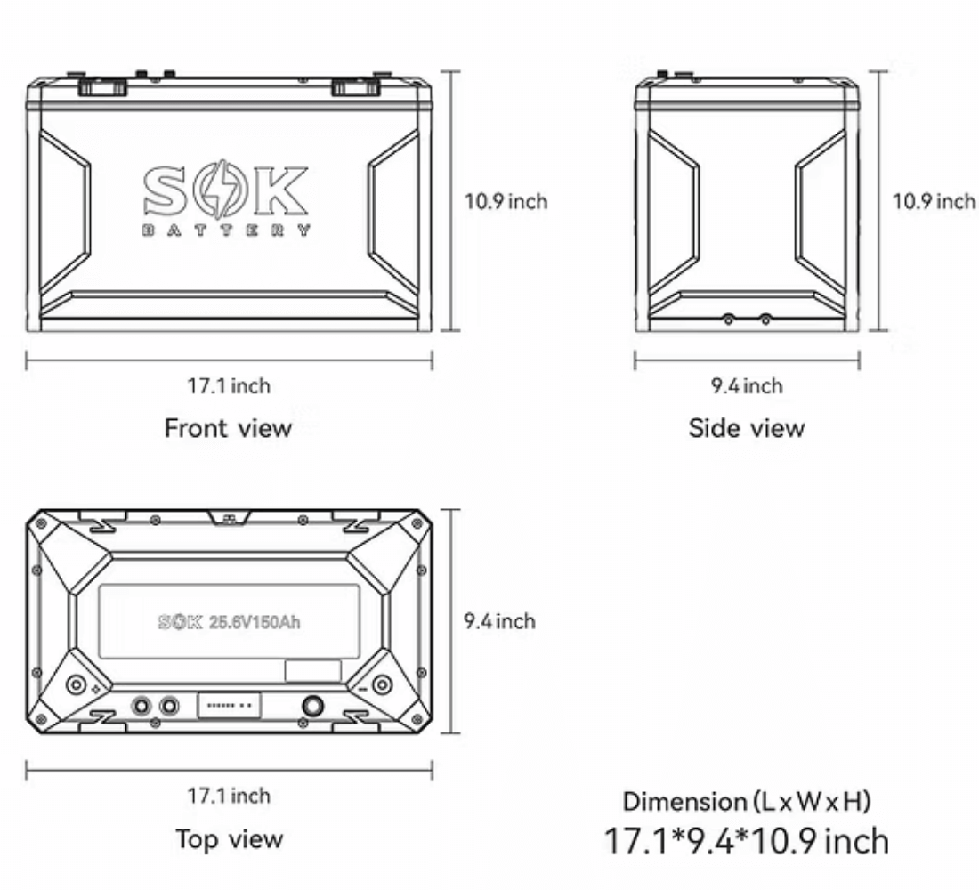 SOK 24V150Ah Battery,Built-in heater & Bluetooth,Victron CAN Comms