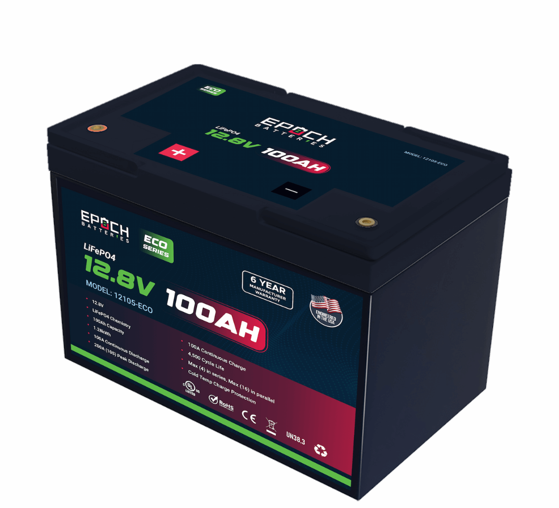 Epoch Batteries - 12V 100Ah Eco Series LiFePO4 Battery