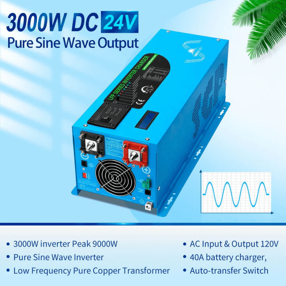 SunGoldPower - 3000W DC 24V Pure Sine Wave Inverter With Charger