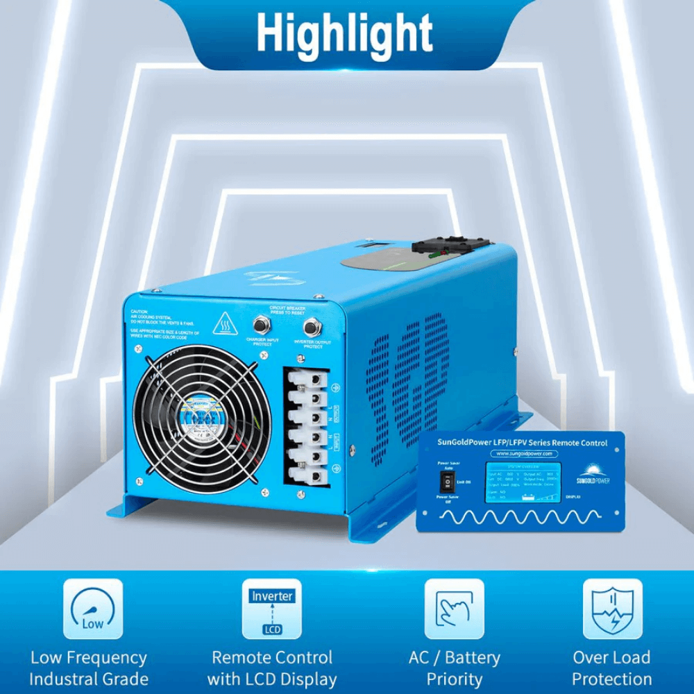 SunGoldPower - 4000W DC 12V Pure Sine Wave Inverter With Charger