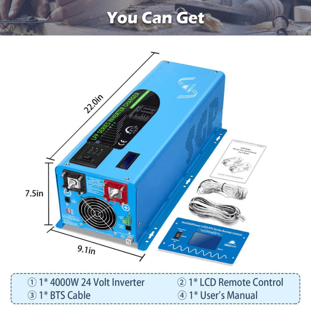 SunGoldPower - 4000W DC 24V Split Phase Pure Sine Wave Inverter With Charger