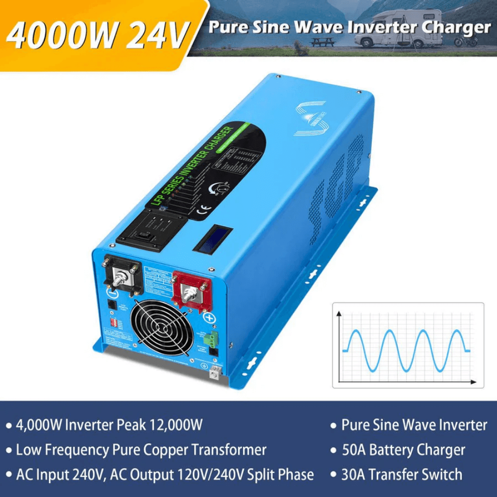 SunGoldPower - 4000W DC 24V Split Phase Pure Sine Wave Inverter With Charger