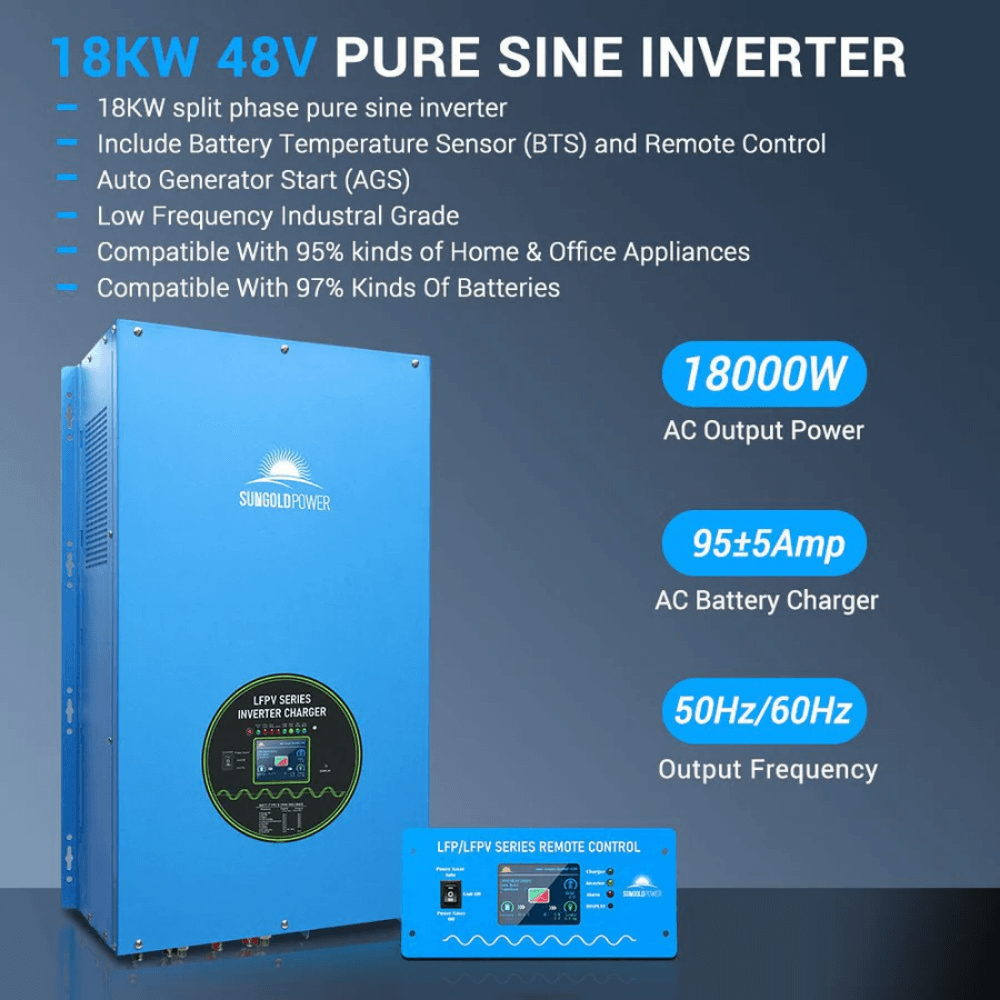 SunGoldPower - 18000W 48V Split Phase Pure Sine Wave Inverter Charger