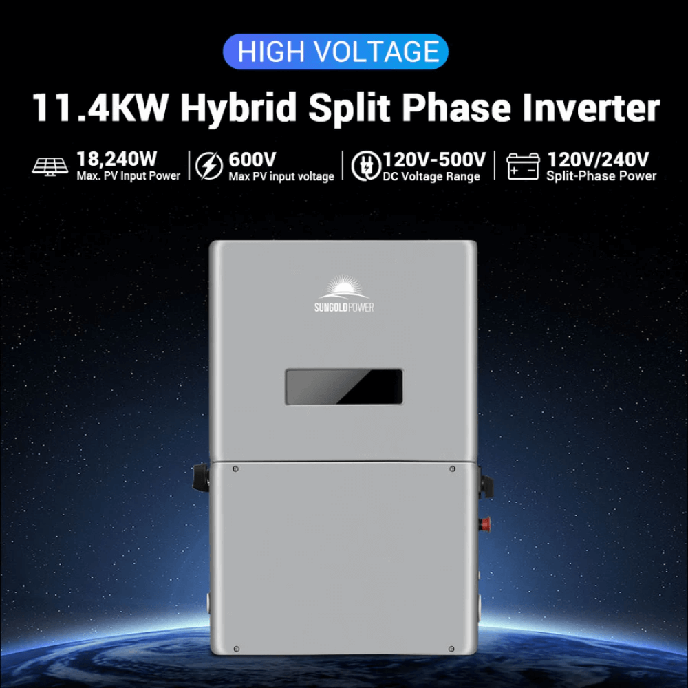 SunGoldPower - High Voltage 11.4KW Hybrid Split Phase Inverter with APS Transmitter
