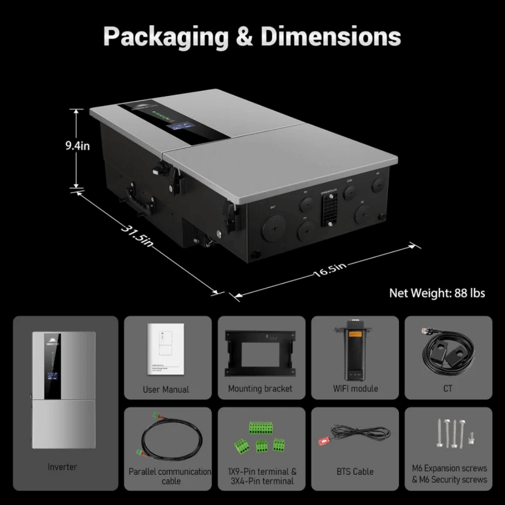 SunGoldPower - 11,400W Hybrid Inverter 48V Split Phase