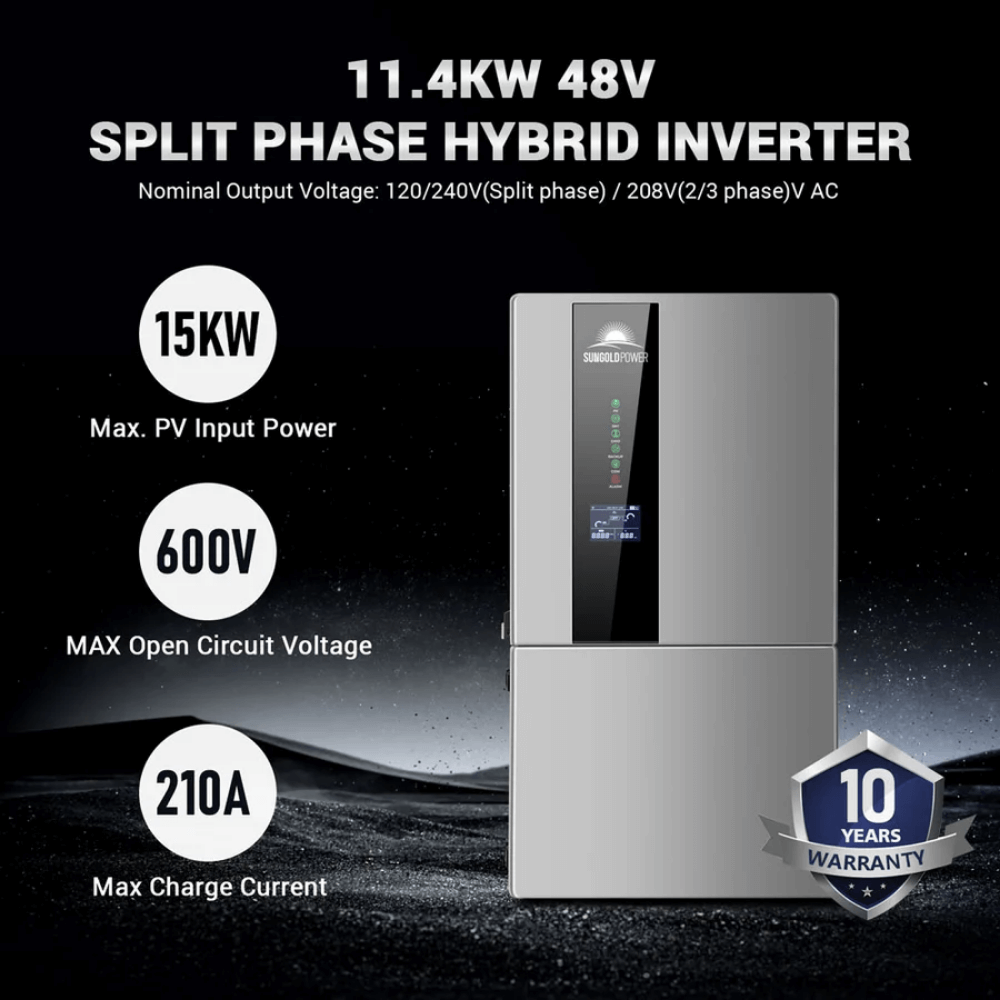SunGoldPower - 11,400W Hybrid Inverter 48V Split Phase