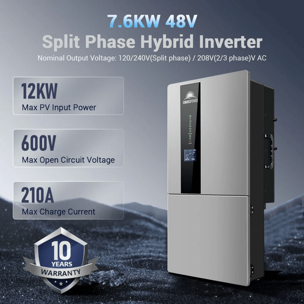 SunGoldPower - 7,600W Hybrid Inverter 48V Split Phase