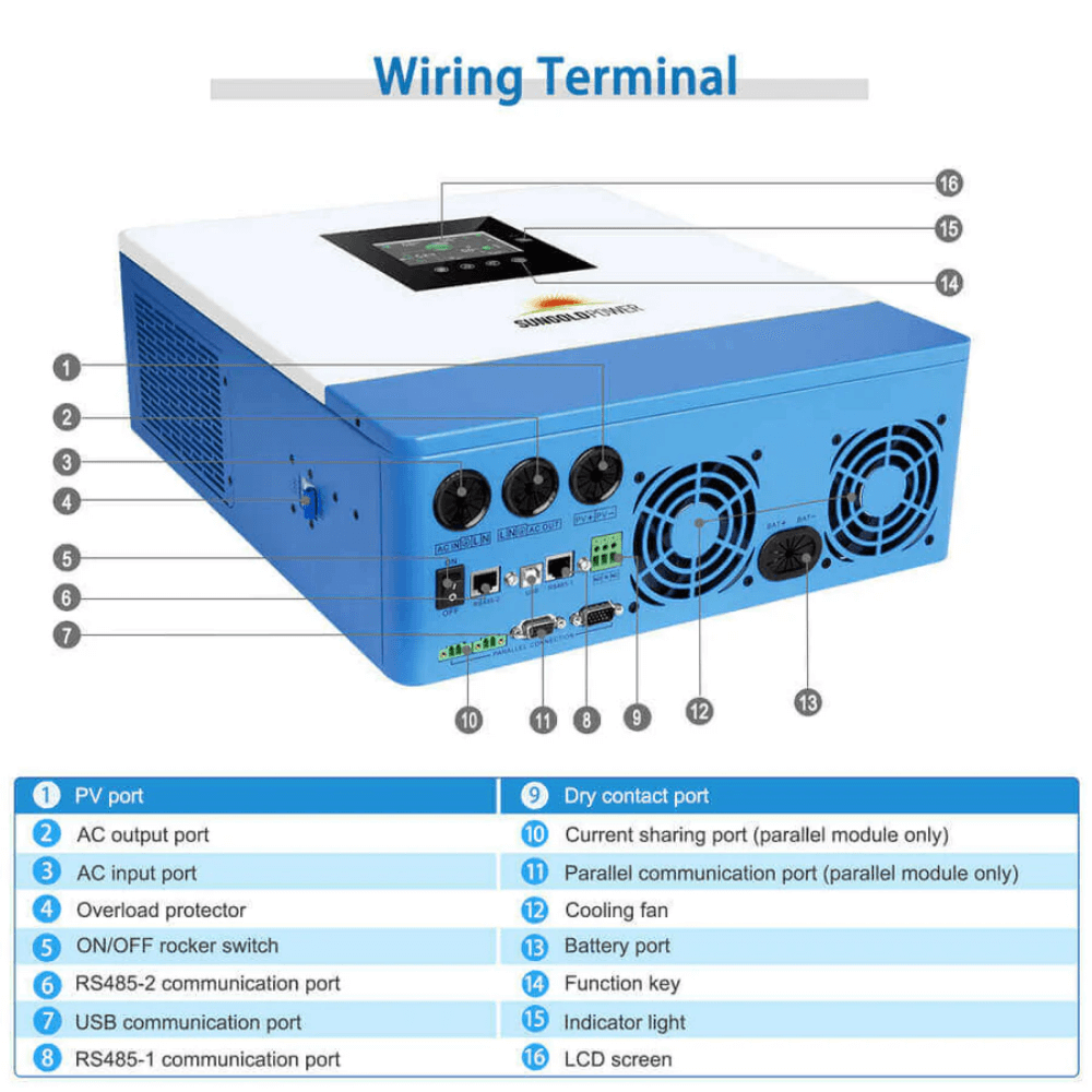 SunGoldPower - 5000W 48V Solar Charger Inverter